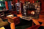 [Lone Pine Cottage's cozy fire.]